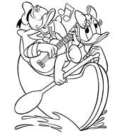 coloriage donald et daisy flanent en bateau